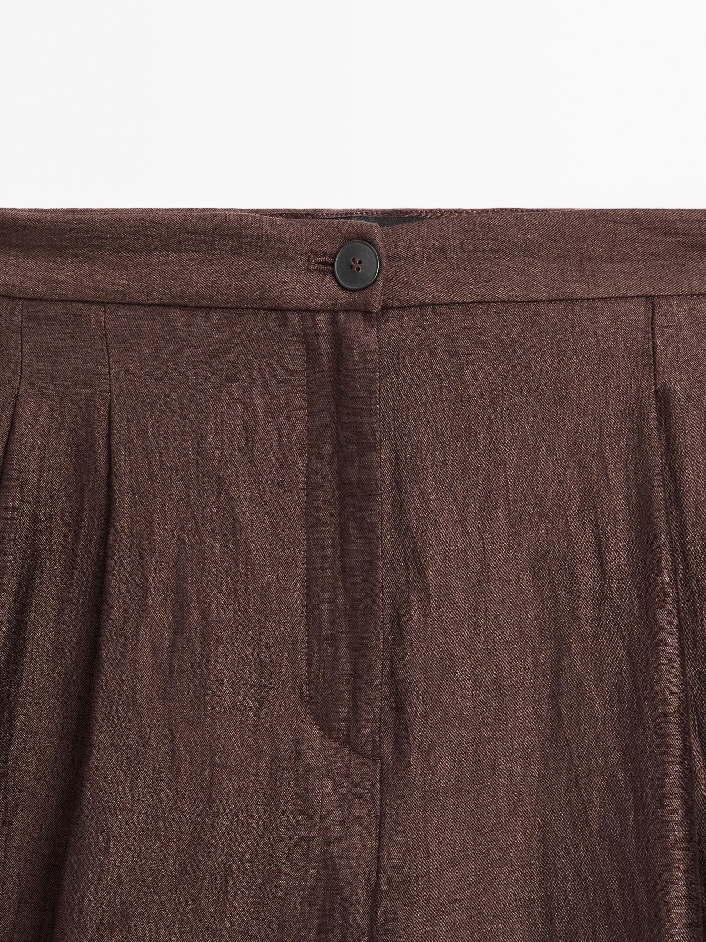 Pantalon large mid-rise crinckle